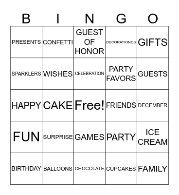 Thilaka's 60th Birthday Party Bingo Card