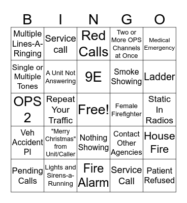Fire Bingo - Christmas Edition Bingo Card