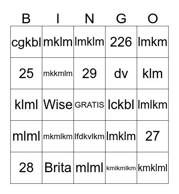 Spanish Bingo Card