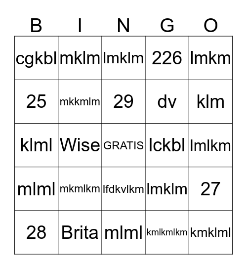 Spanish Bingo Card