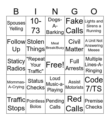 Police Bingo: Christmas Edition Bingo Card