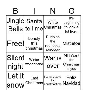 Christmas songs Bingo Card