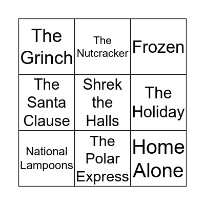 Christmas Movies  Bingo Card