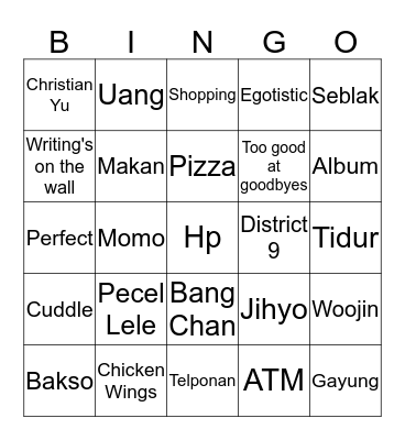 CHRIS' BINGO Card