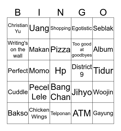 CHRIS' BINGO Card