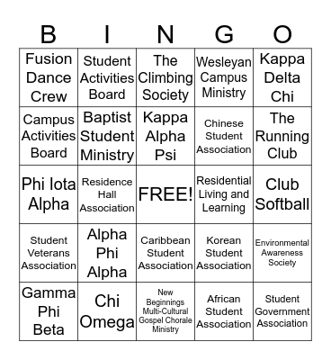 TAMU-Commerce Social! Bingo Card