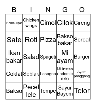 Chris' bingo Card