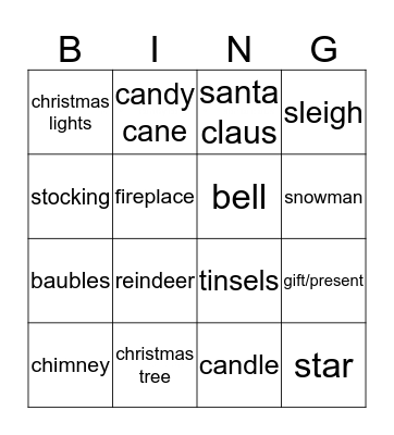 Christmas Bingo Card