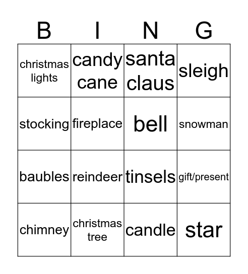 Christmas Bingo Card