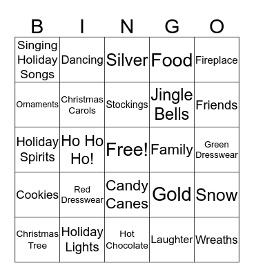 Holiday Party BINGO Card