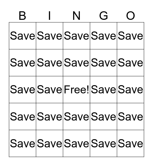 Saves Bingo Card