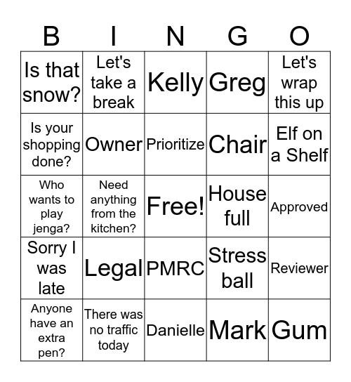 PMRC HOLIDAY BINGO Card