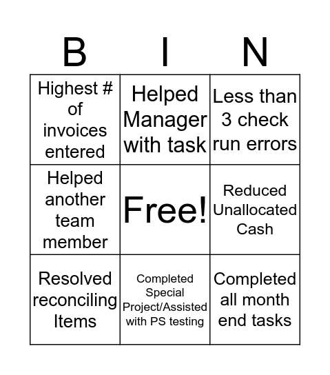 AP & AR BINGO Card