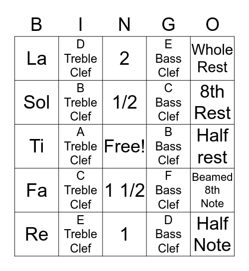 Music Review Bingo Card