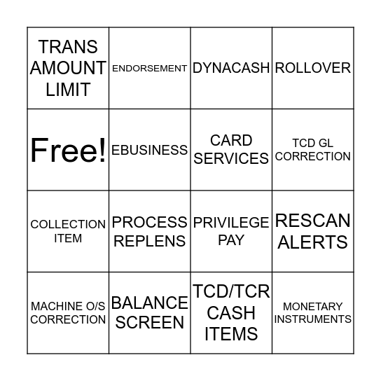 TELLER BINGO Card