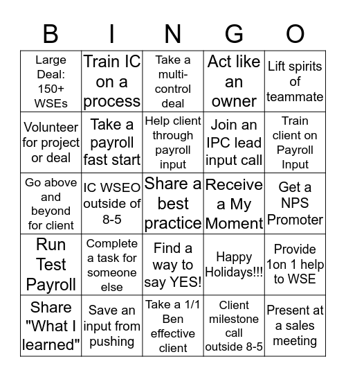 Don't Break the Chain BINGO! Bingo Card