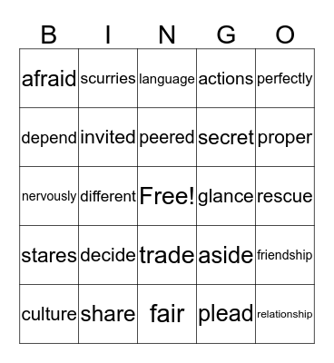Unit 1 Vocabulary Weeks 1, 2 and 3 Bingo Card