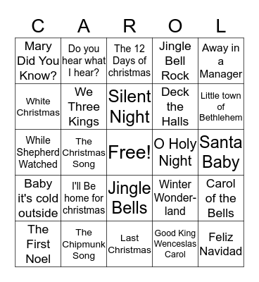 Let's Sing Christmas! Bingo Card