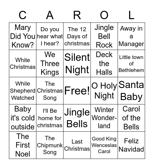 Let's Sing Christmas! Bingo Card