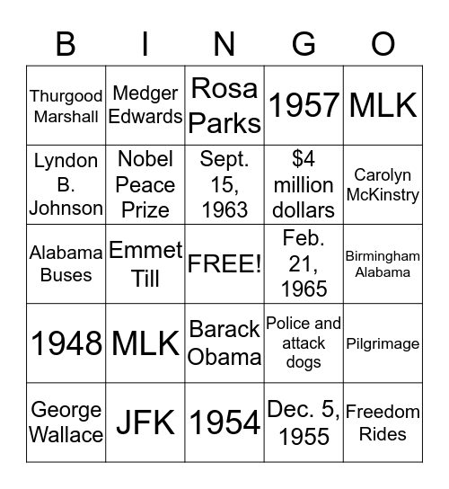 While The World Watched Bingo Card