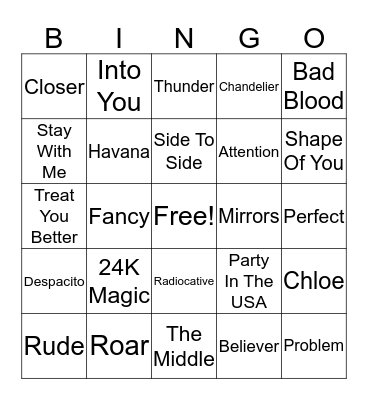 Music Bingo Card