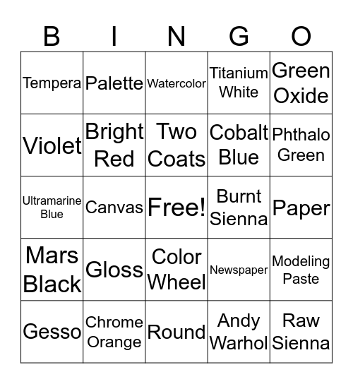 Painting BINGO Card