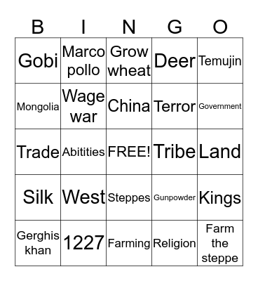 Mongrels  of china  Bingo Card