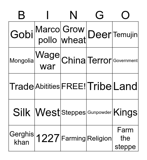 Mongrels  of china  Bingo Card