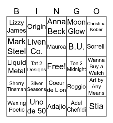 Artist Bingo Card