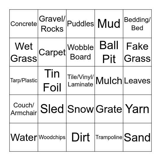 Surfaces Bingo Card