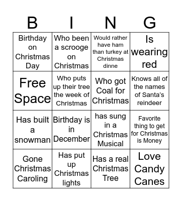 Christmas Bingo Card