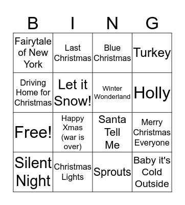 Christmas 2018 Bingo Card