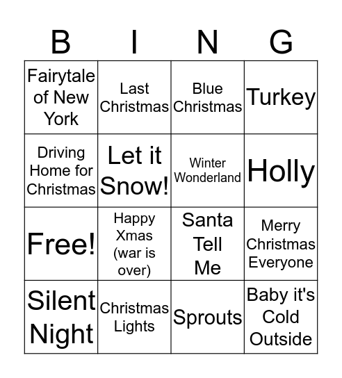 Christmas 2018 Bingo Card