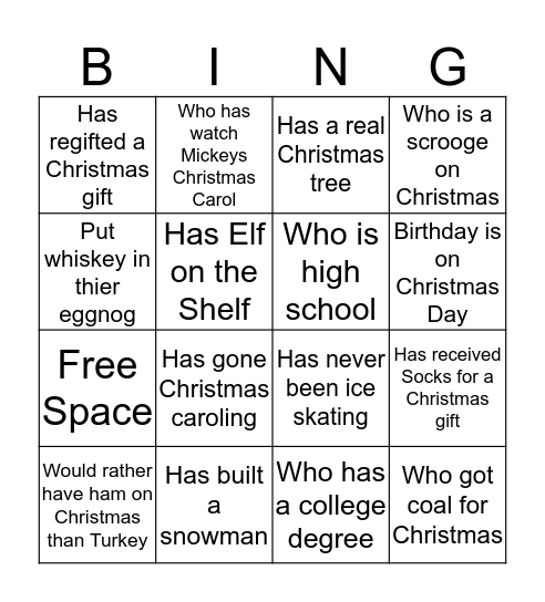 Christmas Bingo Card