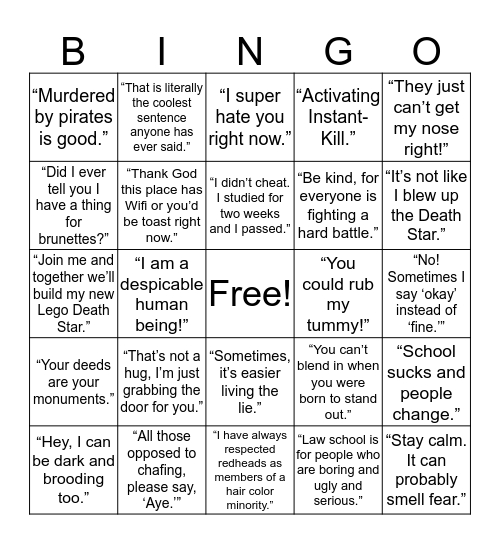 Movie Day Bingo 2018 Bingo Card