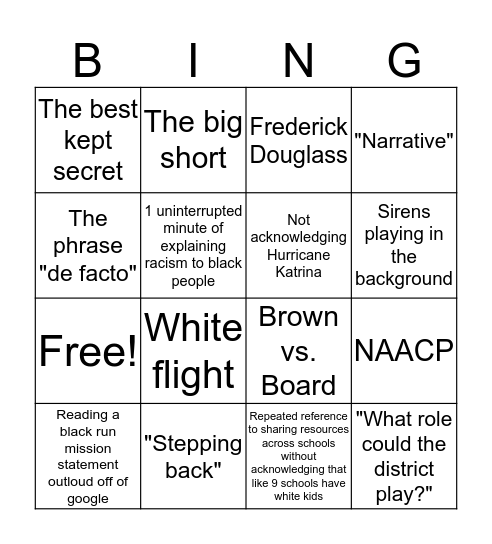 BPL3 Bingo Card