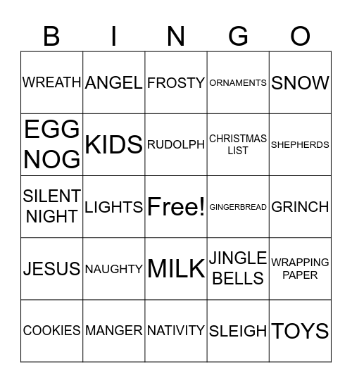 HOLIDAY BINGO Card