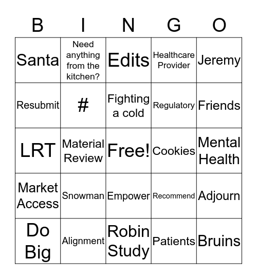 PMRC HOLIDAY BINGO Card