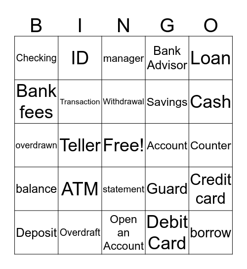 Banking accounts  Bingo Card