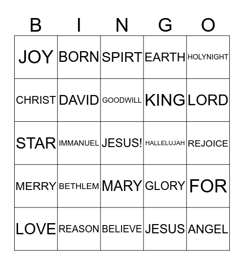 PRINCE OF PEACE CHRISTMAS PARTY  Bingo Card