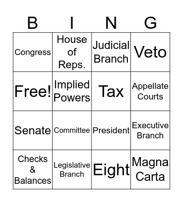 Unit 2 USA Review Bingo Card