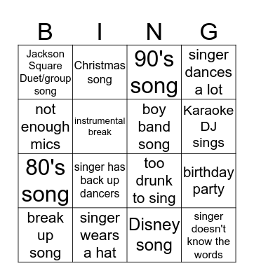 XMAS KARAOKE! Bingo Card