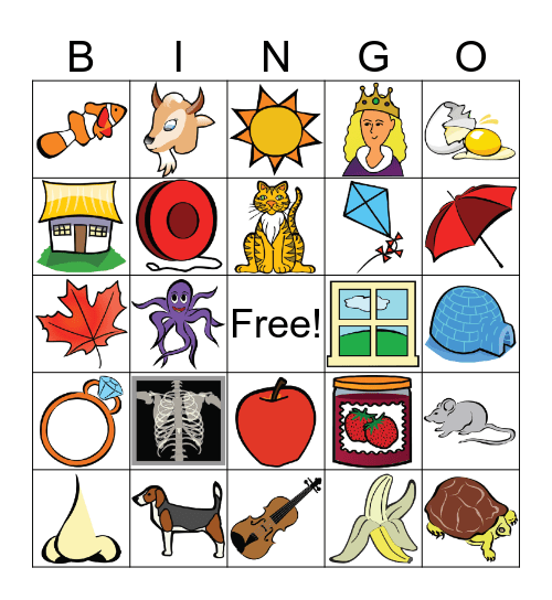 Letter Sounds Bingo Card