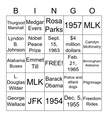 While The World Watched Bingo Card