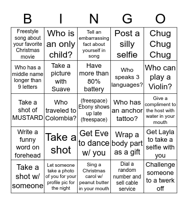 Onesie Bingo  Bingo Card