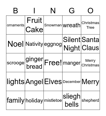 Its Christmas Time Bingo Card