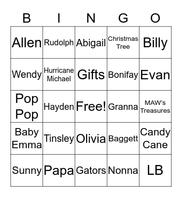 Christmas 2018 Bingo Card
