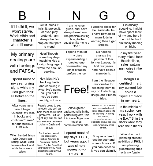 Holiday BINGO Card
