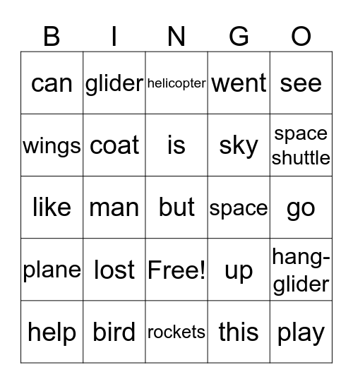 Things with wings Bingo Card