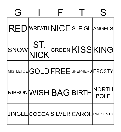 CHRISTMAS Bingo Card